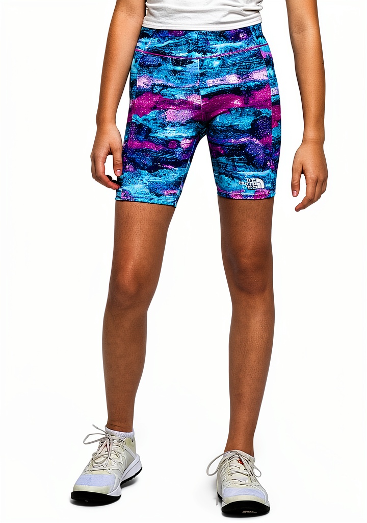 Girl wearing The North Face cycling shorts during a bike ride