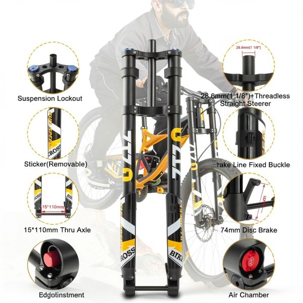 Exceedhub Double Crown MTB Air Suspension Fork-1