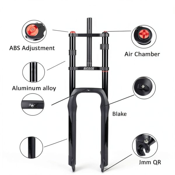 Bucklos 26inch Aluminum Fat Tire MTB Air Suspension Fork-2