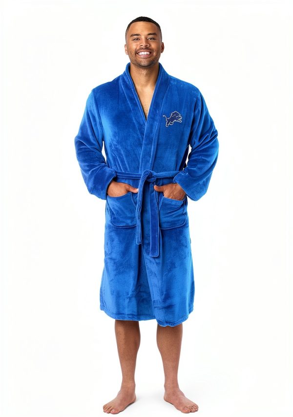 Detroit Lions Bathrobe Official Silk Touch Robe by Northwest Group-4