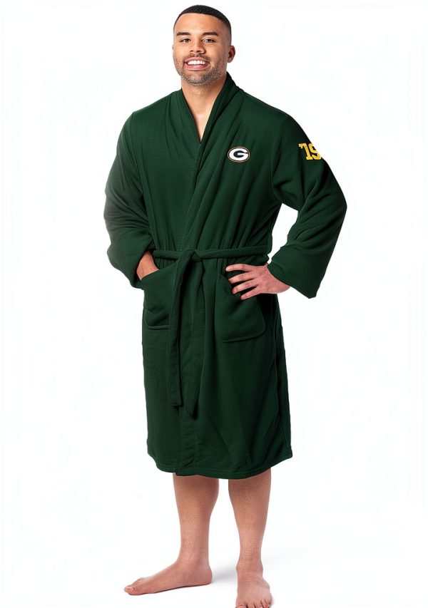 NFL Bathrobe with Embroidered Team Logo Silk Tie Belt R07 Unisex-1