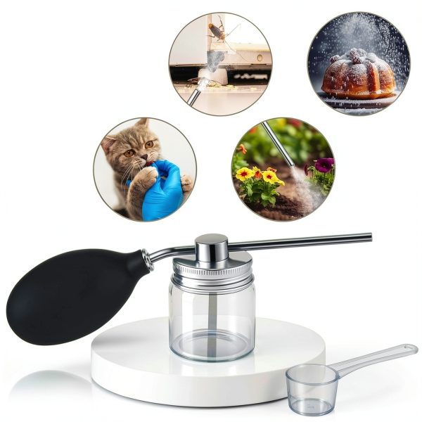 Qualirey Diatomaceous Round Food Grade Bulb Duster 2oz Silver Glass-6
