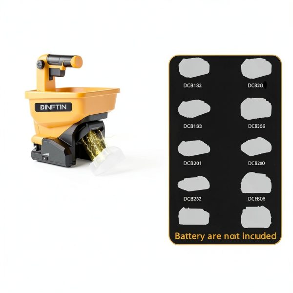 Battery Operated Spreader Compatible for Dewalt 20V/60V Li-ion Battery, Seed Spreader Handheld Available Year-Round, Grass Seeds, Rock Salt and De-icer Out-Doors (Battery not Included)-4