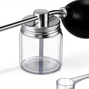 Qualirey Diatomaceous Round Food Grade Bulb Duster 2oz Silver Glass-0