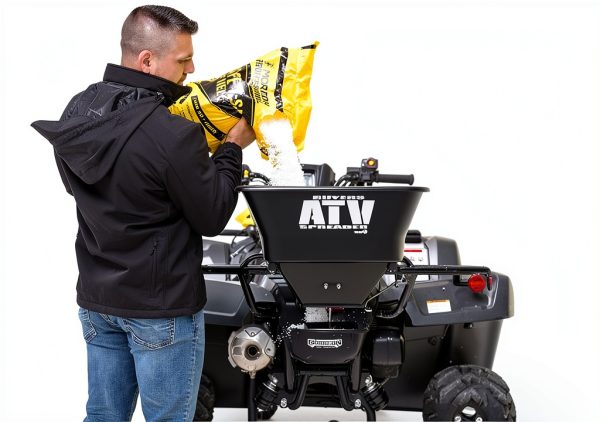 Buyers Products ATVS100 ATV Broadcast Spreader – 100 lb Capacity, Poly Hopper, 12V Motor, Rain Cover Included – Seed, Fertilizer, Salt & Feed Spreader for ATV Accessories-5
