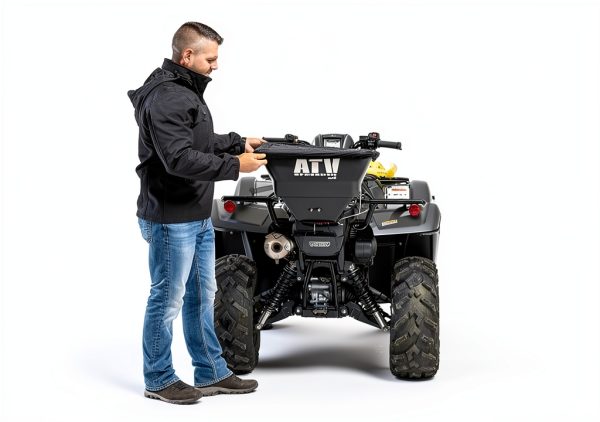 Buyers Products ATVS100 ATV Broadcast Spreader – 100 lb Capacity, Poly Hopper, 12V Motor, Rain Cover Included – Seed, Fertilizer, Salt & Feed Spreader for ATV Accessories-3