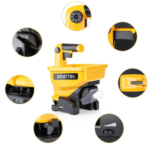 Battery Operated Spreader Compatible for Dewalt 20V/60V Li-ion Battery, Seed Spreader Handheld Available Year-Round, Grass Seeds, Rock Salt and De-icer Out-Doors (Battery not Included)-3