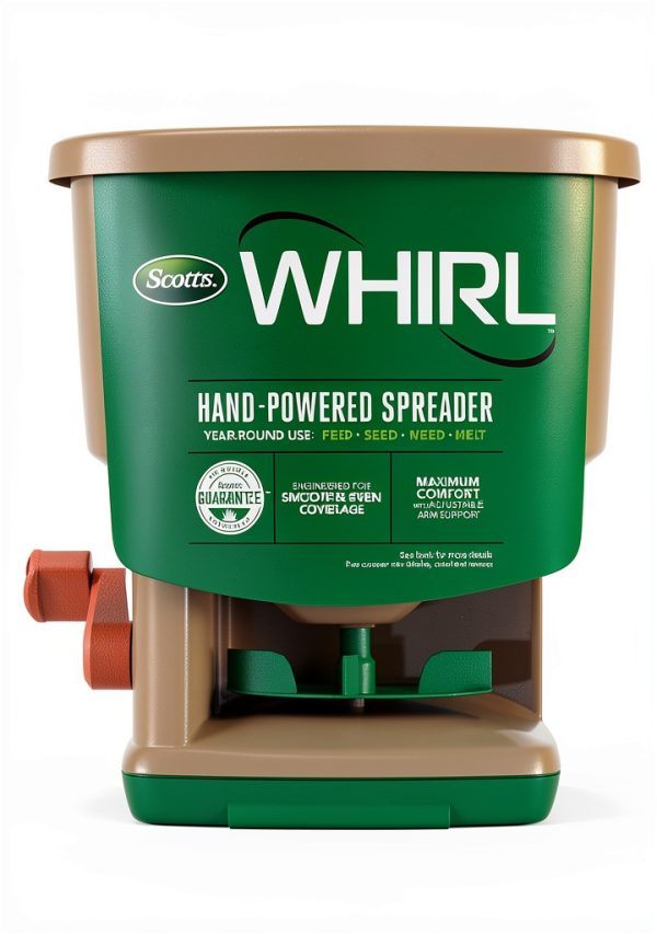 Scotts Whirl Hand-Powered Spreader for Grass Seed, Fertilizer, Salt, Ice Melt, Handheld Spreader Holds up to 1,500 sq. ft. Product-0
